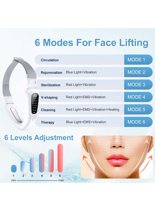Micro-Current Red & Blue Light Face Slimmer - Vibration Lifting V-Line Skin Rejuvenation Beauty Device - Image 3