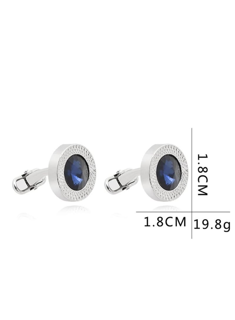Oasisgalore Men's Luxury Cufflinks, Handmade Shirt Buttons with Diamond Crystal Inlay, Perfect Gift for Graduation(Blue). - Image 5