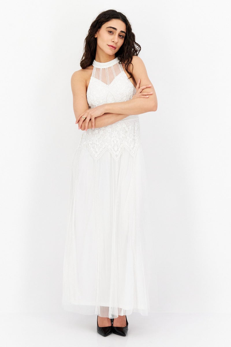 Miss Selfridge Women Petite Embellish Maxi Dress, White - Image 1