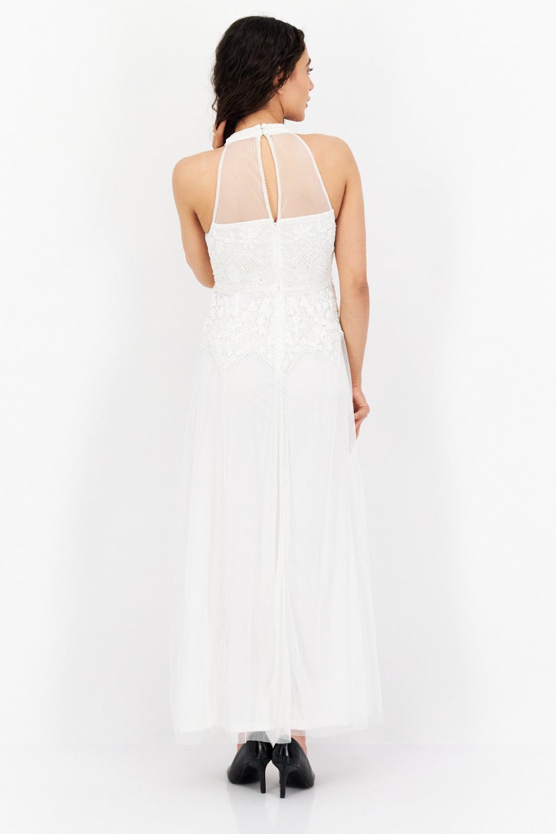 Miss Selfridge Women Petite Embellish Maxi Dress, White - Image 4
