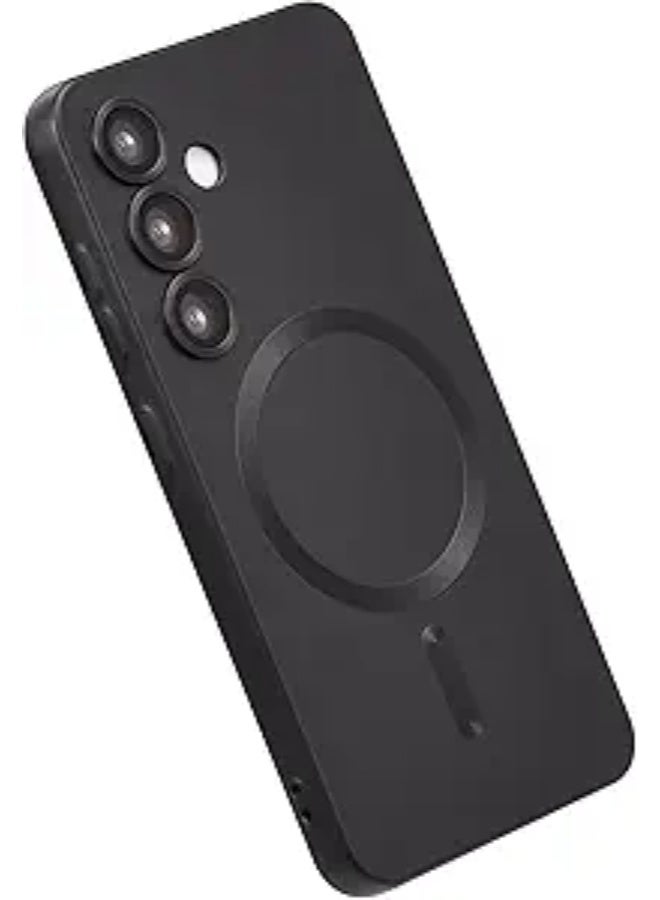 Shockproof Case for Galaxy S25, Soft TPU Anti-Scratch Cover with Full Camera Lens Protection, Wireless Charging Compatible – Black - Image 1