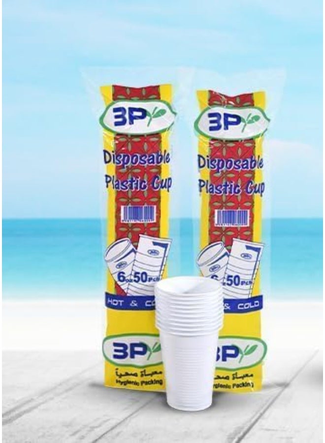 3P Disposable plastic water cups, 6 oz., 3 packs, 1000 white glass cups in 20 foil cartons. - Image 2