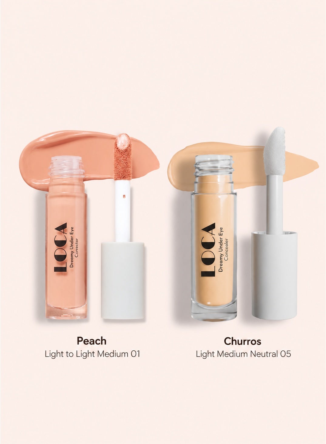 Loca Professional Skin Correcting And Concealing Set Churro Light Medium Natural 05 And Peach Light To Light Medium 01