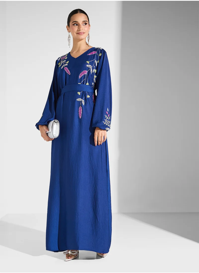 هيا كلوزيت Embellished Jalabiya with Belt