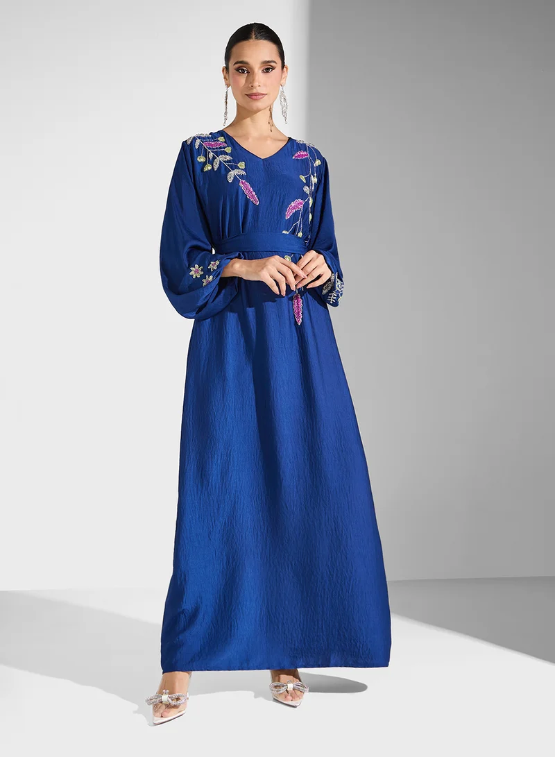 هيا كلوزيت Embellished Jalabiya with Belt
