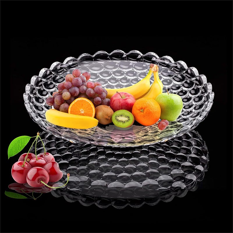 BRUSHFINCH Fruit Bowl Plate for Dining Table Beautiful Crystal Decoration Glass Serving Dry Fruits Bowl Set Flower Shaped GiftingDinnerware Serving Transparent Pack of 1 - Image 1