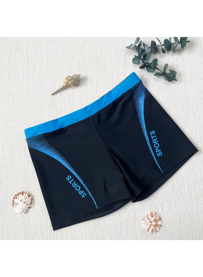 Generic Swimming Trunks Men's Boxer Fashion Anti-embarrassment Comfortable Adult Hot Spring Beach Resort Swimming Pool Men's Swimming Trunks-Color:Blue-Size:Average Size (50.00 Kg-72.50 Kg  - Image 1