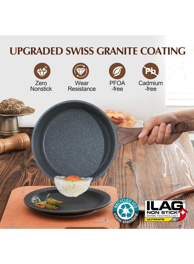 سنسارتي طقم قدور صلصة غير لاصقة من SENSARTE مع غطاء، وعاء صلصة مطلي بالجرانيت السويسري، وعاء طهي للمطبخ، قابل للحمل بالحث، خالٍ من حمض بيرفلورو الأوكتانويك، سعة 1.5 + 2.5 كوارت - Image 2