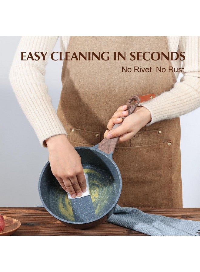 سنسارتي طقم قدور صلصة غير لاصقة من SENSARTE مع غطاء، وعاء صلصة مطلي بالجرانيت السويسري، وعاء طهي للمطبخ، قابل للحمل بالحث، خالٍ من حمض بيرفلورو الأوكتانويك، سعة 1.5 + 2.5 كوارت - Image 5