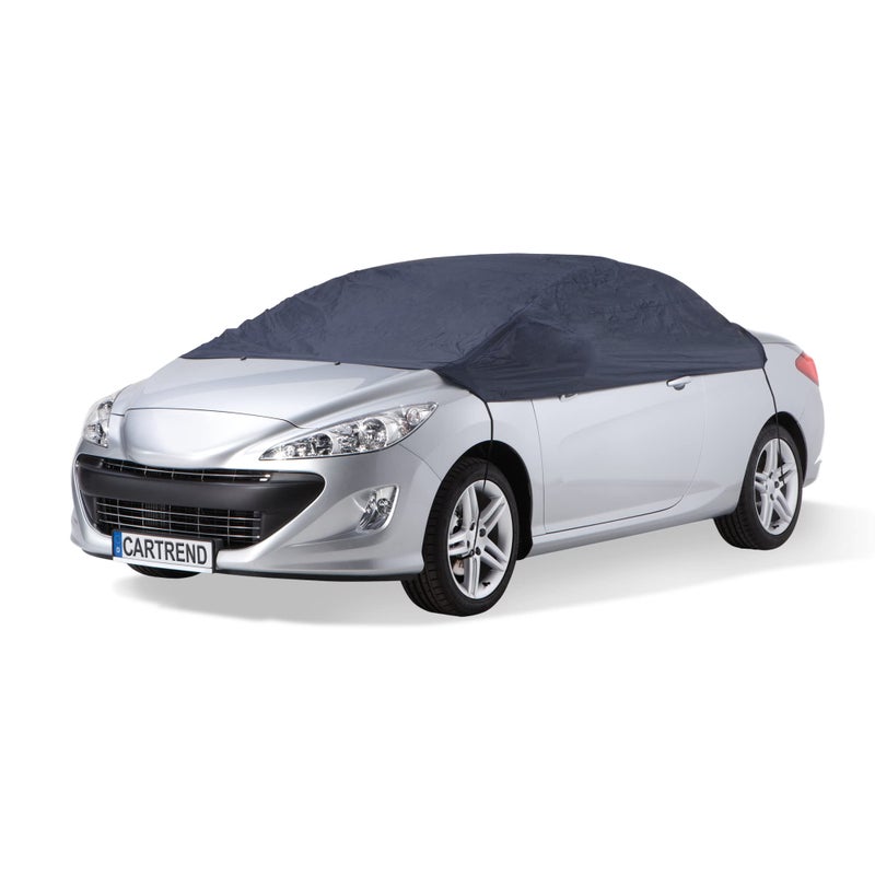 Cartrend 70338 Half car cover "New Generation", weatherproof, size S, polyester blue, for VW Polo and similar models - Image 1