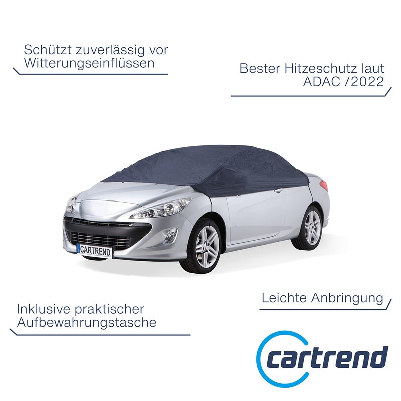 Cartrend 70338 Half car cover "New Generation", weatherproof, size S, polyester blue, for VW Polo and similar models - Image 2