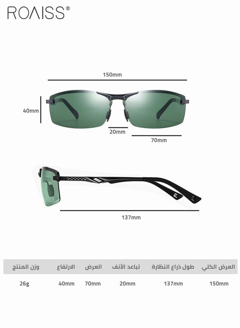roaiss Men's Polarized Sunglasses Fashion Cycling Goggles UV-Protection Sport Green Shades for Men Driving Fishing Traveling 70mm - Image 4