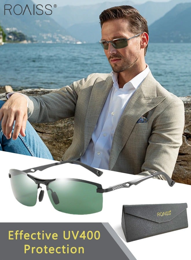 roaiss Men's Polarized Sunglasses Fashion Cycling Goggles UV-Protection Sport Green Shades for Men Driving Fishing Traveling 70mm - Image 1