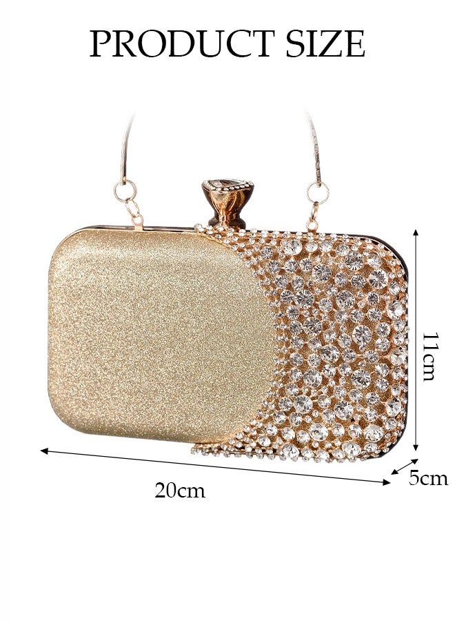DUNISO Diamond Clutch Bag, Gold, Evening Bag, Shiny Luxury Rhinestone Wedding Bridesmaid Handbag, Party Bag, Shiny Banquet Handbag Evening Dress Rhinestone Bag, Suitable for Wedding, Banquet, Party  - Image 2