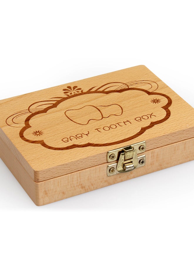 Generic Children's Crown Groove Fairy Teeth Box Baby Commemorative Box Fun Baby Wooden Teeth Box Baby Collection Commemorative-Color:Crown Groove-Monkey  - Image 2