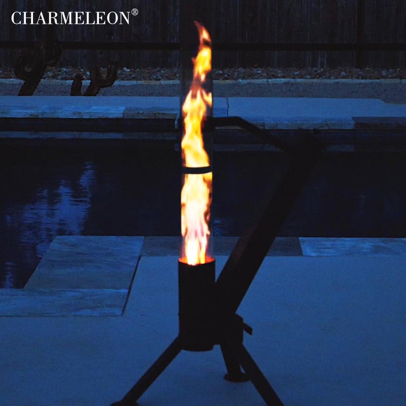 CHARMELEON مدافئ حطب تشارميلون الخارجية - سخان حطب محمول - مدفأة خارجية من الفولاذ المقاوم للصدأ مطلية - موقد فناء - أسود غير لامع-S - Image 3