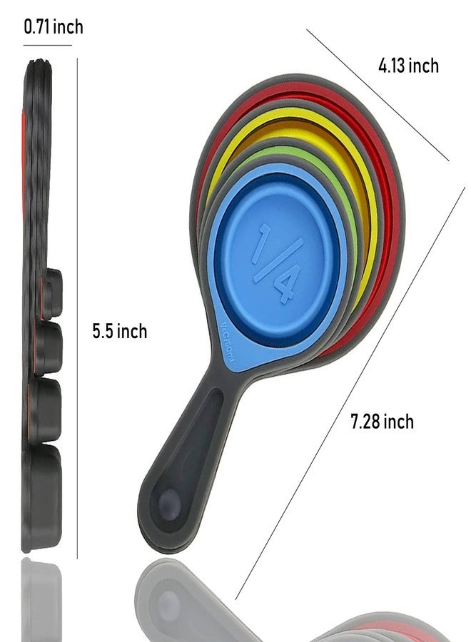 GRANDFORT Collapsible Silicone Soft Measuring Cups and Measuring Spoons,8 pieces Portable Food Grade Silicone Measurement Cup for Liquid & Dry Measuring Baking &Utensils & Travel Measuring Cup，space saver - Image 4