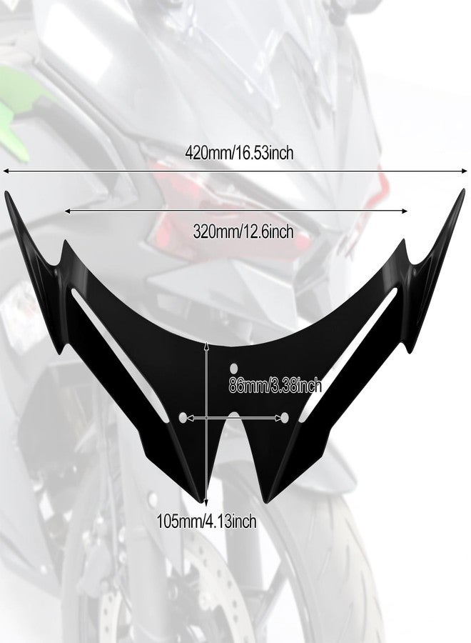 XIDAODIT for Kawasaki Ninja 500 Z500 Ninja500 Motorcycle Front Fairing Winglet Aerodynamic Spoiler Beak Nose Cone Extension Fixed Wing Kit (Black) - Image 4