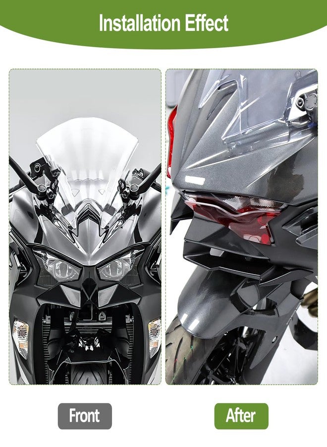 XIDAODIT for Kawasaki Ninja 500 Z500 Ninja500 Motorcycle Front Fairing Winglet Aerodynamic Spoiler Beak Nose Cone Extension Fixed Wing Kit (Black) - Image 3