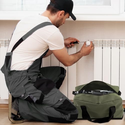 Baizoy Small Tool Bag,Close Top Wide Mouth Tool Organizer Bag,Large Capacity Tool Bags for Men,Canvas Tool Storage Bag for Storage Handbag for Screwdrivers,Wrench,Pliers Hand Tools (Army Green, 12 Inch) - Image 5