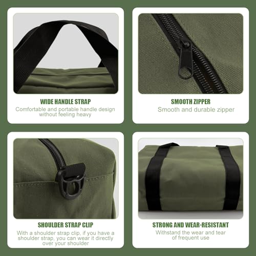 Baizoy Small Tool Bag,Close Top Wide Mouth Tool Organizer Bag,Large Capacity Tool Bags for Men,Canvas Tool Storage Bag for Storage Handbag for Screwdrivers,Wrench,Pliers Hand Tools (Army Green, 12 Inch) - Image 4