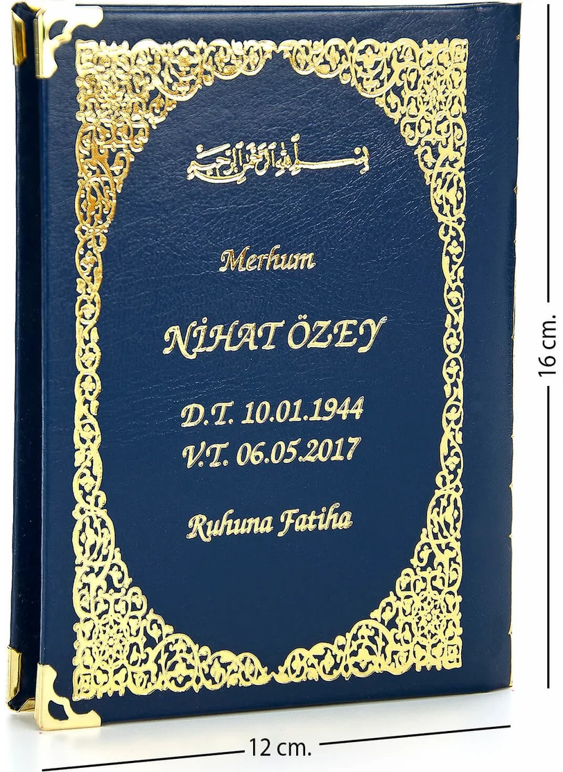 İhvan Online 50 Pieces - Name Printed Hardcover Yasin Book - Bag Size - Dark Blue - 128 Pages - Mevlit Gift