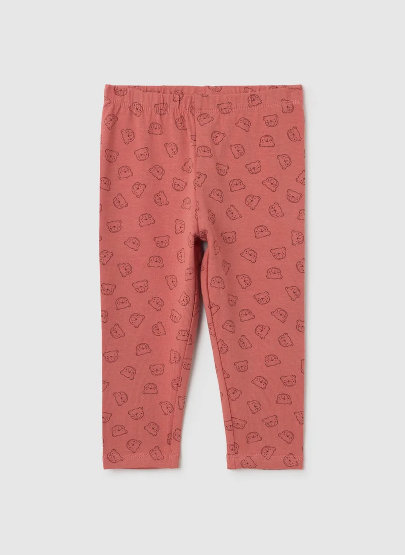 Ovs ELASTICATED RED COTTON LEGGINGS FOR GIRLS