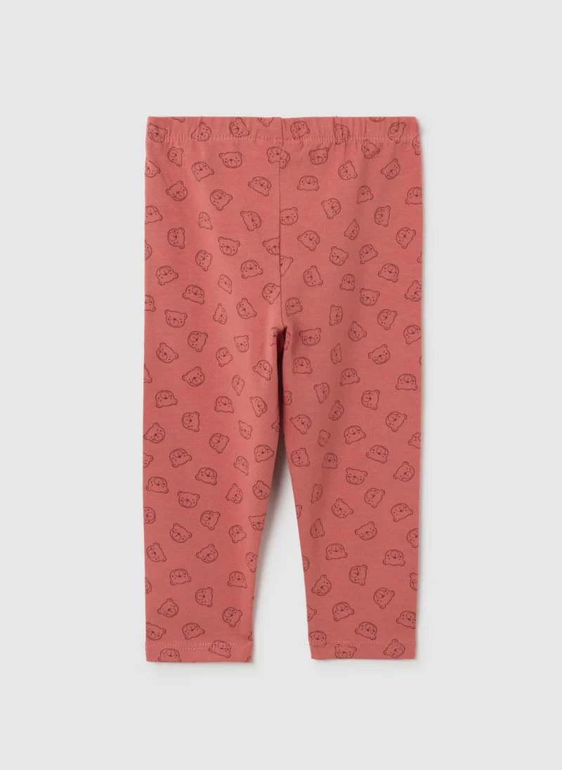 Ovs ELASTICATED RED COTTON LEGGINGS FOR GIRLS