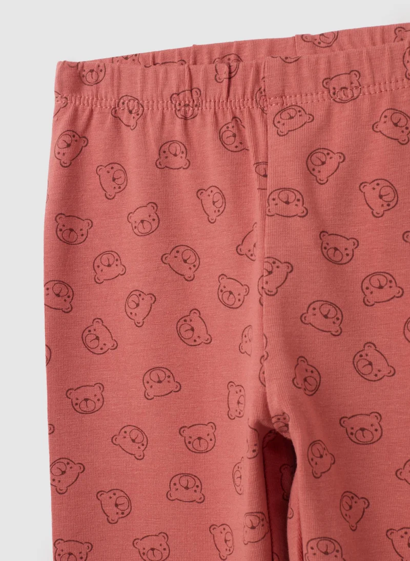 او في اس ELASTICATED RED COTTON LEGGINGS FOR GIRLS