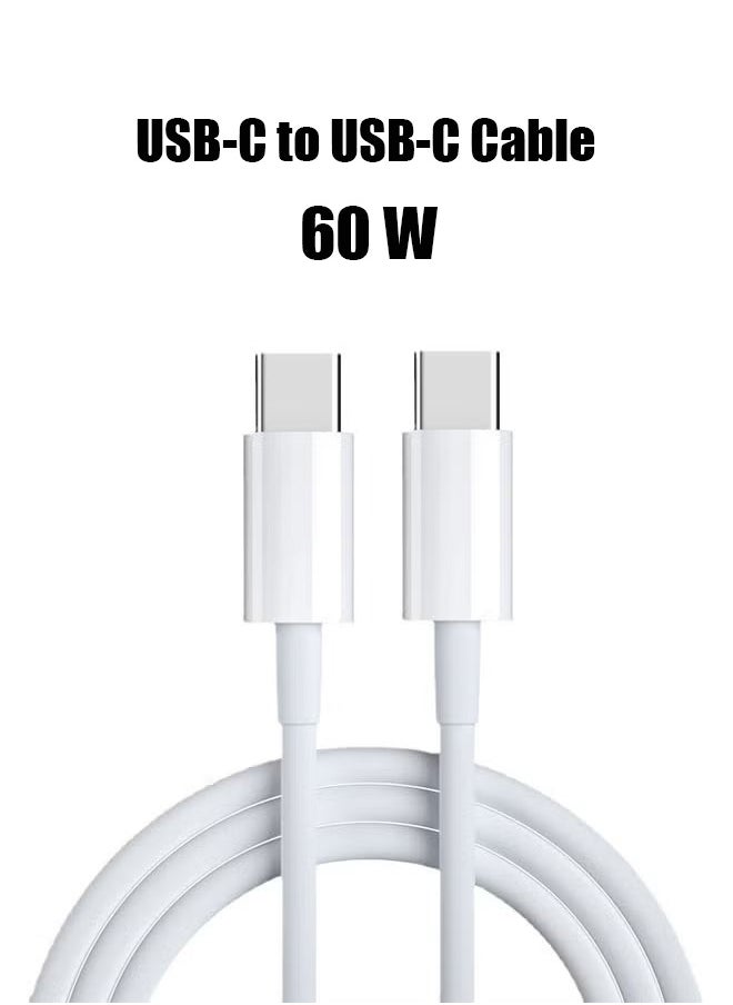 HY USB C Cable, USBC to USBC Fast Charging Cable Nylon Braided (3.3ft 60W, 1-Pack) for iPhone 15/Pro/Plus/Pro Max, iPad Mini 6/Pro 2021/Air 4, MacBook Pro 2020, Samsung Galaxy S23 and More (White)  - Image 1
