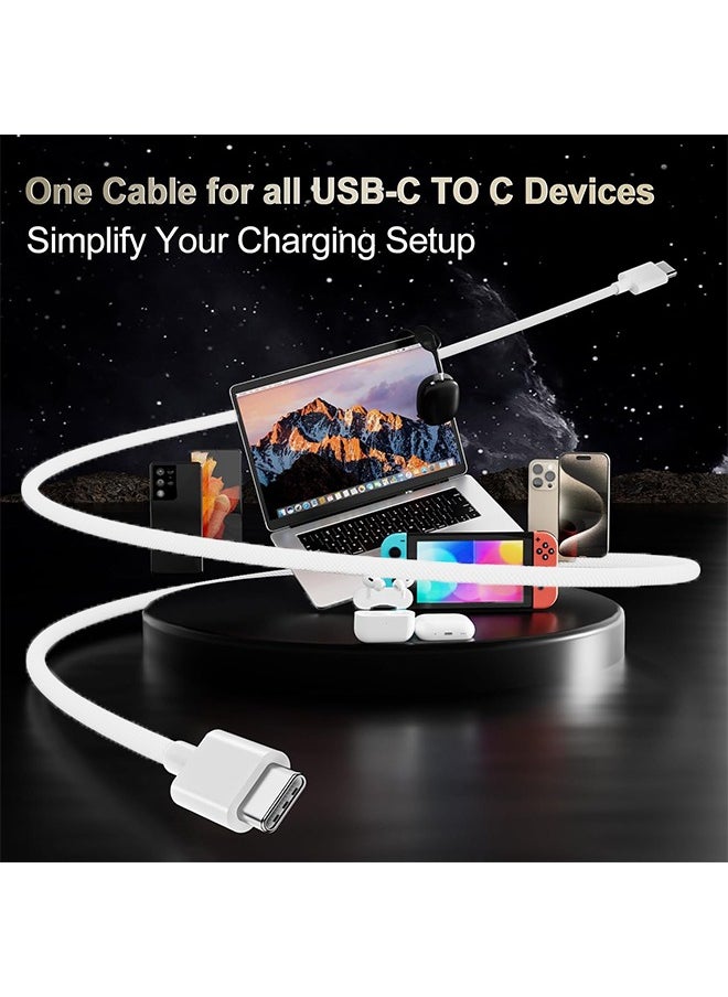 HY USB C Cable, USBC to USBC Fast Charging Cable Nylon Braided (3.3ft 60W, 1-Pack) for iPhone 15/Pro/Plus/Pro Max, iPad Mini 6/Pro 2021/Air 4, MacBook Pro 2020, Samsung Galaxy S23 and More (White)  - Image 4