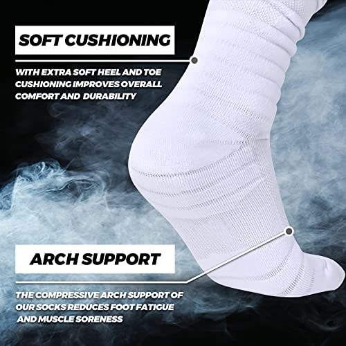 IRAMY Scrunch Ultra Long Football Socks 2 Packs Combed Cotton With Ankle Support Padded Knee High Socks Tube Sock Youth Adult - Image 3