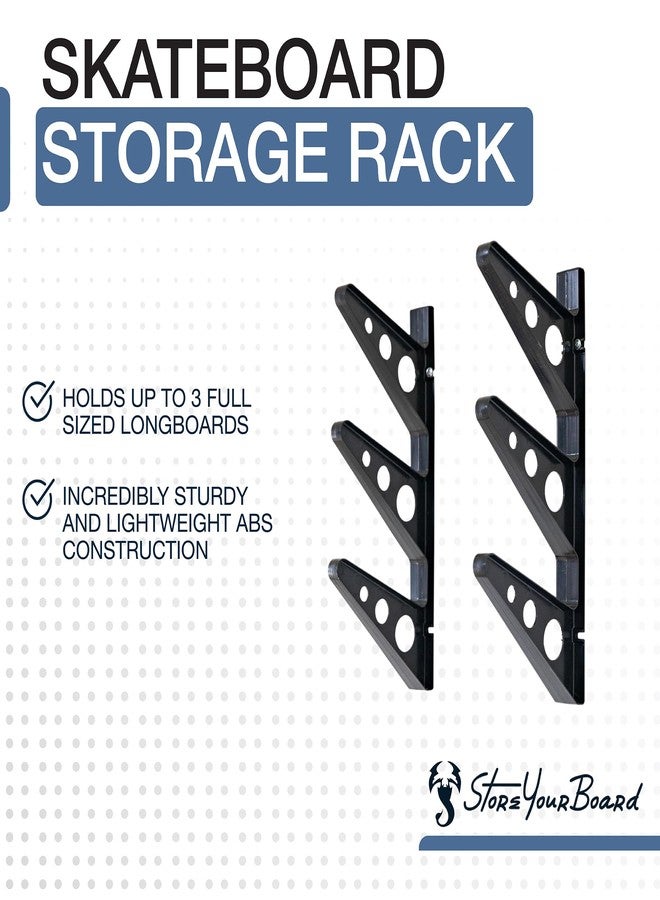 StoreYourBoard Longboard Wall Rack, Triple Longboard Storage - Image 2