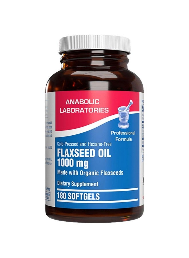 Anabolic Laboratories Cold Pressed Organic Flaxseed Oil 1000mg Softgels - Non GMO Organic Flax Seed Oil Rich in Naturally Occurring Omega 3 6 9 for Full Body Benefits - Fish Free Omega 3 Supplement (180 Softgels) - Image 1
