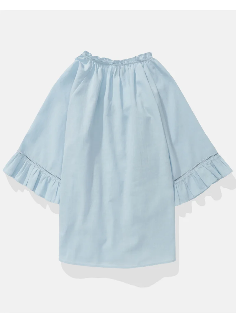 امريكان ايجل AE Linen-Blend Ruffle Blouse