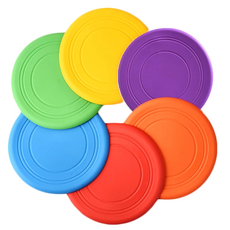 SUHEEUS Kids Flying Disc Toy Outdoor Playing Lawn Game Disk Flyer for Kindergarten Teaching Soft Silicone Colorful 6 Pack Bulk Set - Image 2