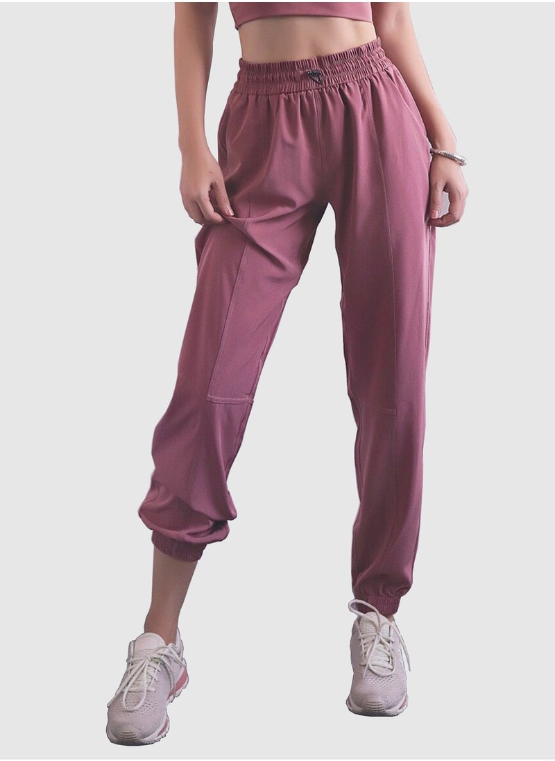 NIBEMINENT Solid Pocket Detail Joggers Pink  - Image 1