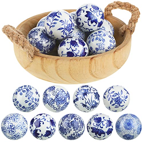 Vesici 9 Pcs Blue and White Porcelain Balls Decorative Chinoiserie Orbs for Centerpiece Bowls China Ceramic Balls Farmhouse Basket Tray Vases Decoration Gifts for Dining Table Holiday(Classic Style) - Image 1