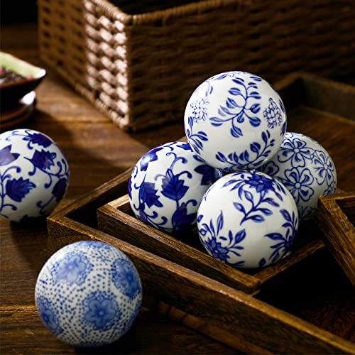 Vesici 9 Pcs Blue and White Porcelain Balls Decorative Chinoiserie Orbs for Centerpiece Bowls China Ceramic Balls Farmhouse Basket Tray Vases Decoration Gifts for Dining Table Holiday(Classic Style) - Image 4