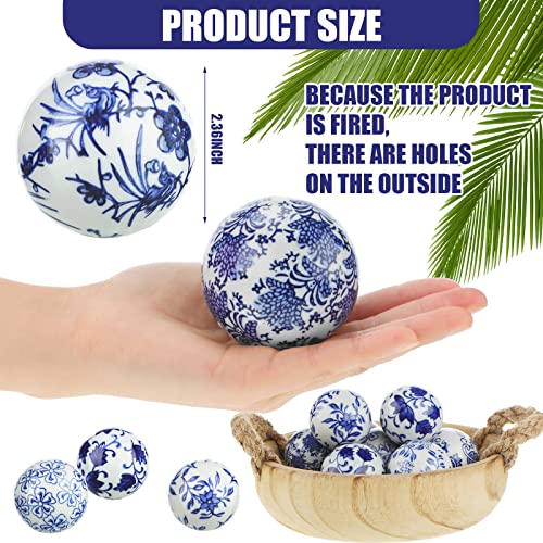 Vesici 9 Pcs Blue and White Porcelain Balls Decorative Chinoiserie Orbs for Centerpiece Bowls China Ceramic Balls Farmhouse Basket Tray Vases Decoration Gifts for Dining Table Holiday(Classic Style) - Image 2