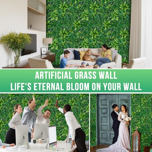 Grooy Artificial Boxwood Panels, Grass Wall Panels 20"x20"(6pcs), Privacy Hedge Fence Screen with UV Protection, Fake Greenery Backdrop for Indoor Wedding and Outdoor Garden Backyard - Image 5