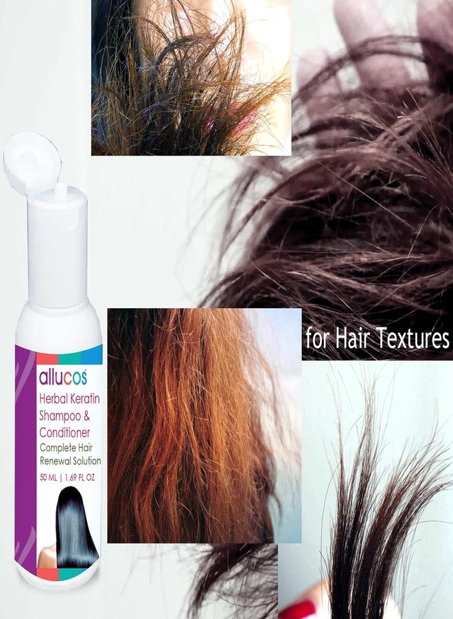 ALLUCOS Herbal Keratin Shampoo & Conditioner - Anti-Dandruff, Anti-Hair Fall & Thickening | Controls Dry & Frizzy Hair | Sulfate & Paraben Free | For All Hair Types | 50 ml (Pack of 1) - Image 5