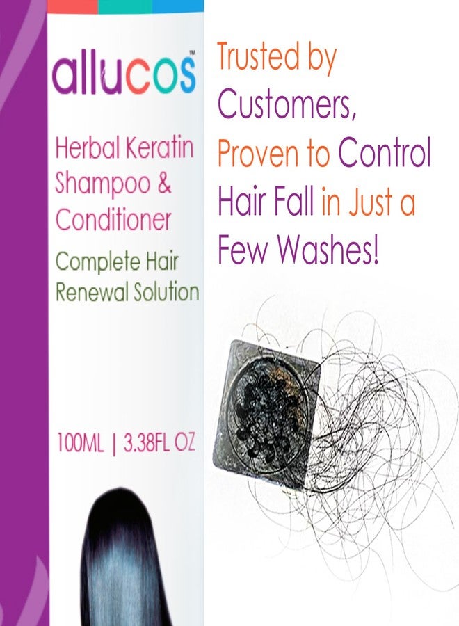 ALLUCOS Herbal Keratin Shampoo & Conditioner - Anti-Dandruff, Anti-Hair Fall & Thickening | Controls Dry & Frizzy Hair | Sulfate & Paraben Free | For All Hair Types | 50 ml (Pack of 1) - Image 2