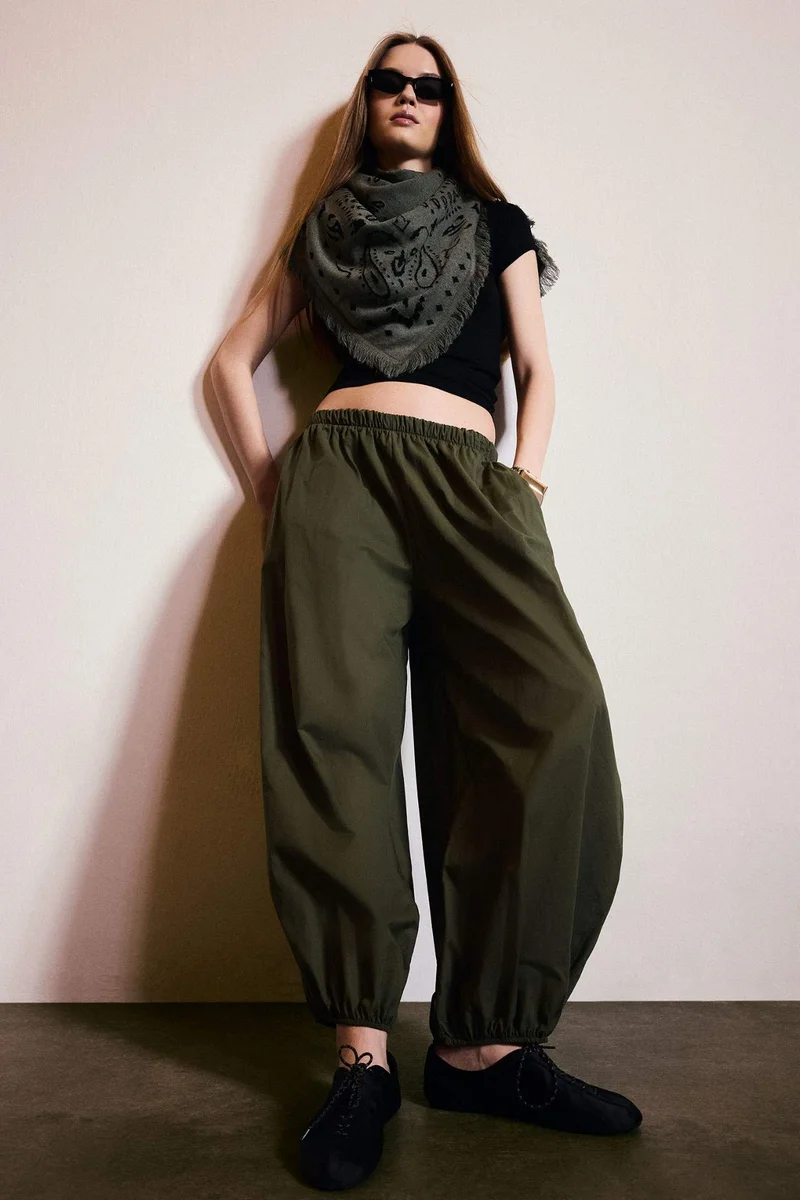 Defacto Balloon Fit Regular Hem With Pockets Voile Trousers