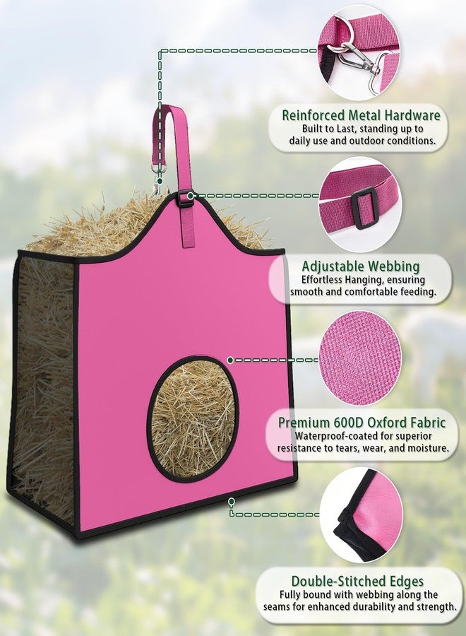 Gydoty Hay Feeder for Goats and Horses - Slow Feed Design, Heavy Duty Hanging Hay Bag for Barn, Trailer & Paddock, Easy to Hang & Clean(1pcs, Pink) - Image 3