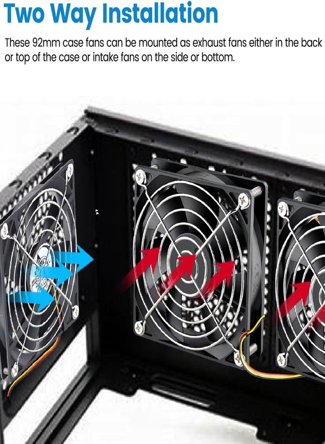 GDSTIME 2 Pack 92mm Computer Case Fan 3 Pin 12V DC Brushless Cooling Fans 90mm 92x92x25mm Replacement for NAS CPU Coolers - Image 5