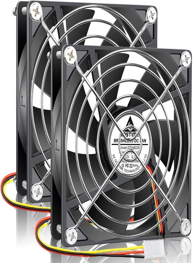 GDSTIME 2 Pack 92mm Computer Case Fan 3 Pin 12V DC Brushless Cooling Fans 90mm 92x92x25mm Replacement for NAS CPU Coolers - Image 1
