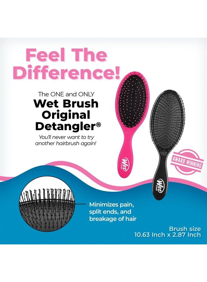 Wet Brush Original Detangler Hair Brush - Pink and Black (Pack of 2) - Exclusive Ultra-soft IntelliFlex Bristles - Glide Through Tangles With Ease For All Hair Types - For Women, Men, Wet And Dry Hair - Image 2