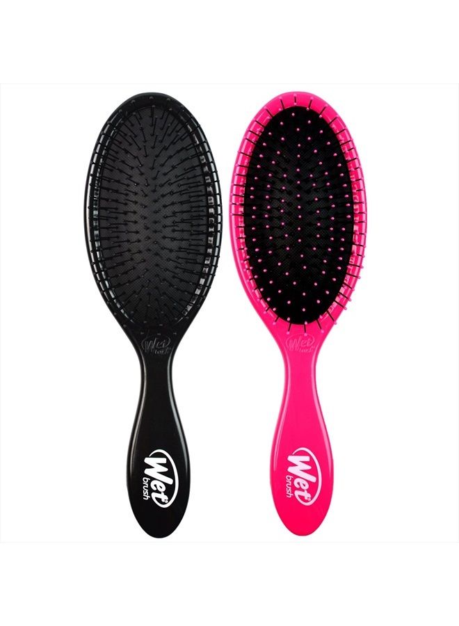 Wet Brush Original Detangler Hair Brush - Pink and Black (Pack of 2) - Exclusive Ultra-soft IntelliFlex Bristles - Glide Through Tangles With Ease For All Hair Types - For Women, Men, Wet And Dry Hair - Image 1