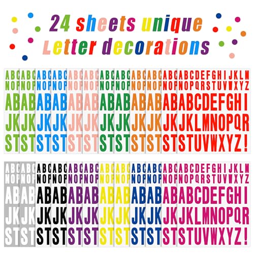 Metsyth 24 Sheets Letter Stickers 1272 Pcs Alphabet Sticker,1inch 2inch Self Adhesive Vinyl Letter Stickers Aesthetic Waterproof Decals for Scrapbooking,Water Bottles,Cup,Poster,Bulletin Board (Multicolor) - Image 3